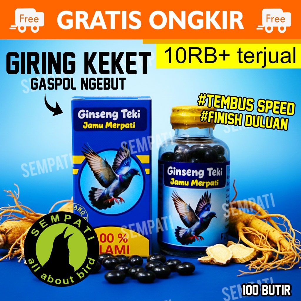 SEMPATI Ginseng Teki 100 pil Doping Merpati Jamu Herbal Vitamin Obat Burung Merpati Balap Kolong Gir