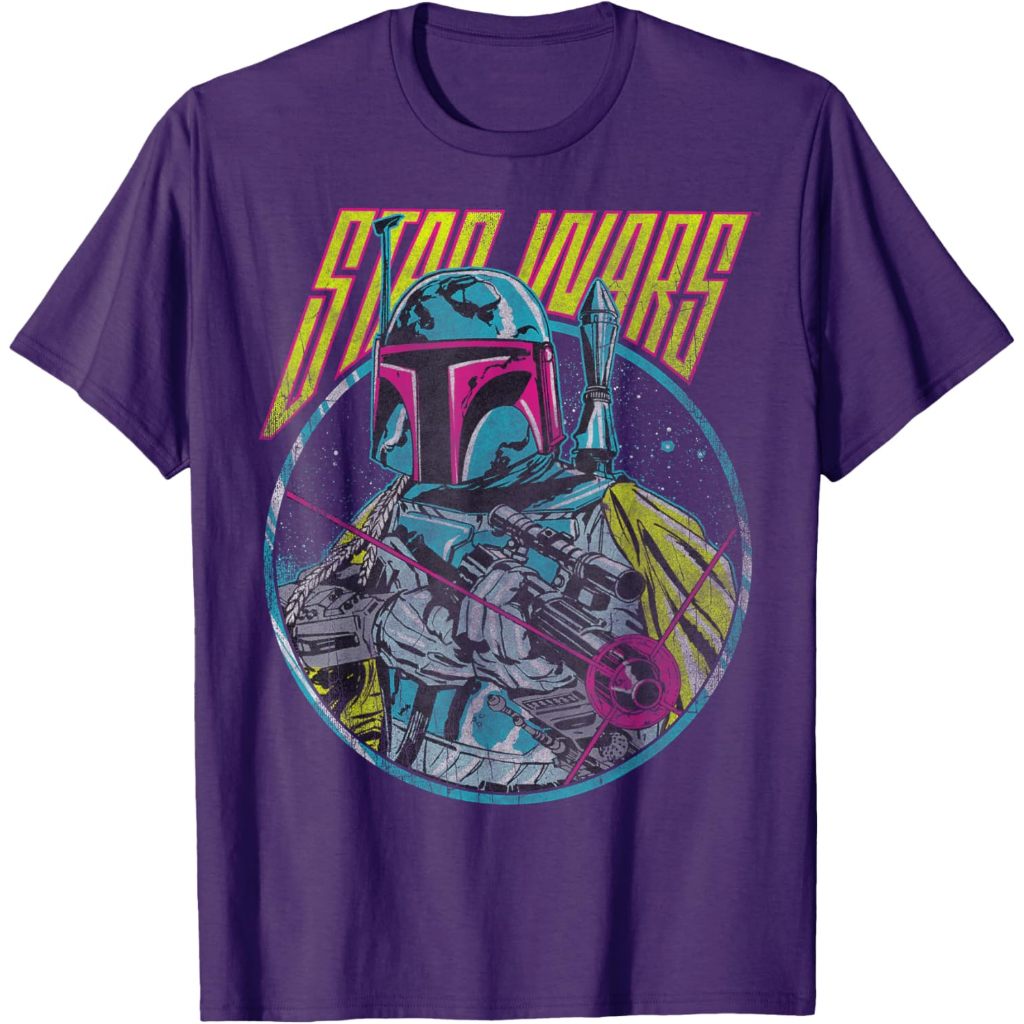 Kaos Star Wars Boba Fett Neon Blaster Vintage Graphic T-Shirt – Baju Vintage 90s Retro Pria Wanita U