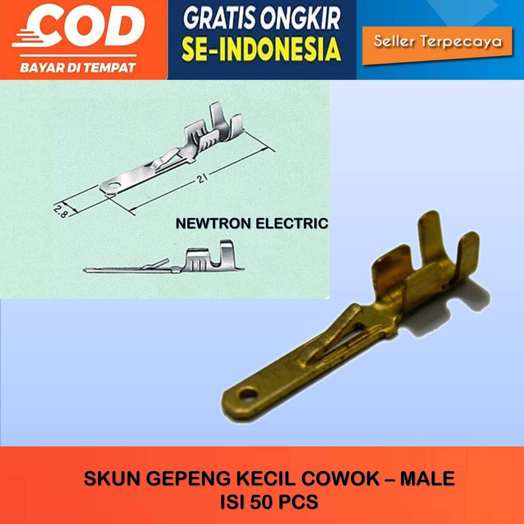 ISI 50 PCS SKUN GEPENG KECIL MALE SKUN MALE SKUN GEPENG UNTUK SOKET KECIL