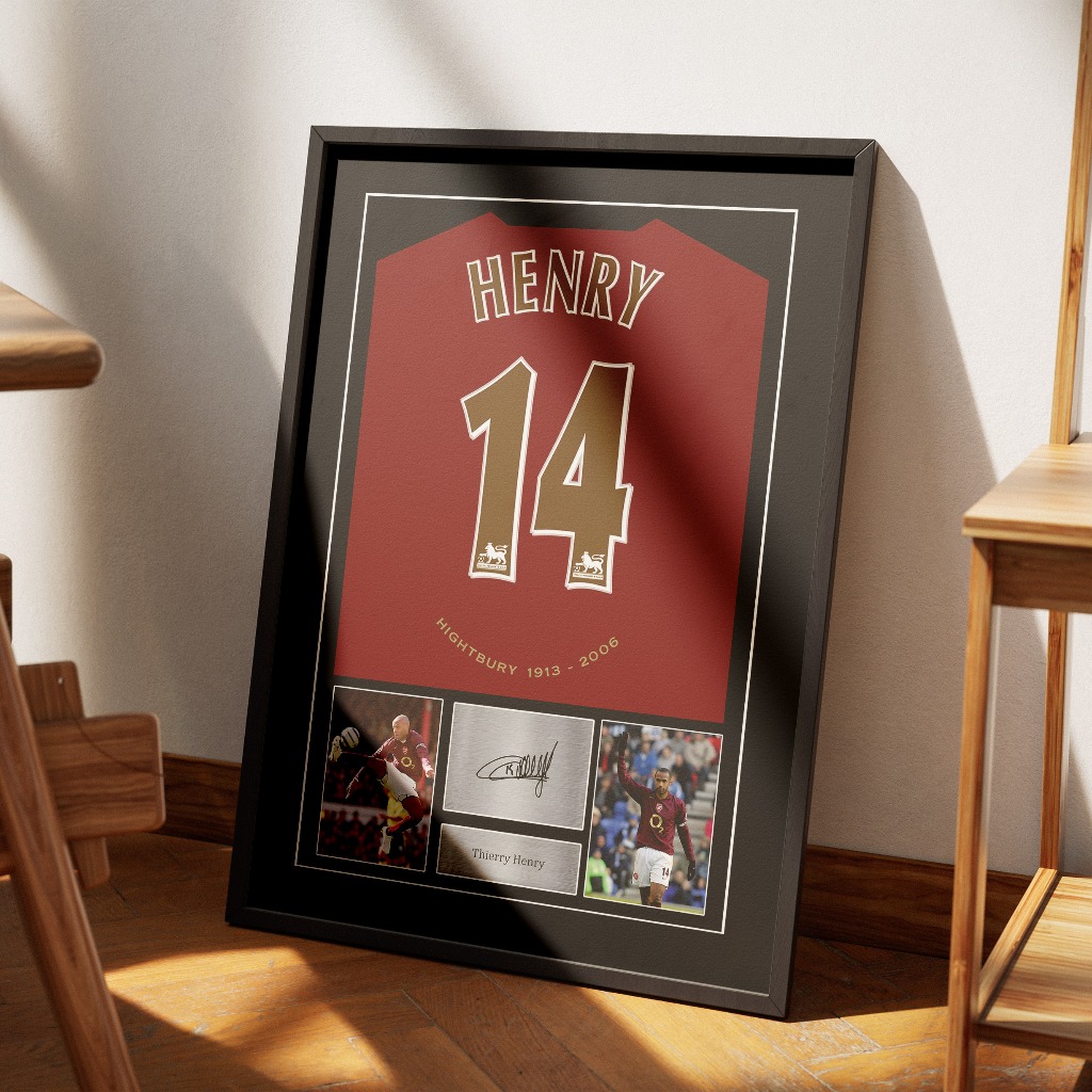 Poster Dinding Frame Bingkai Jersey Bola-Frame Bingkai Thierry Henry
