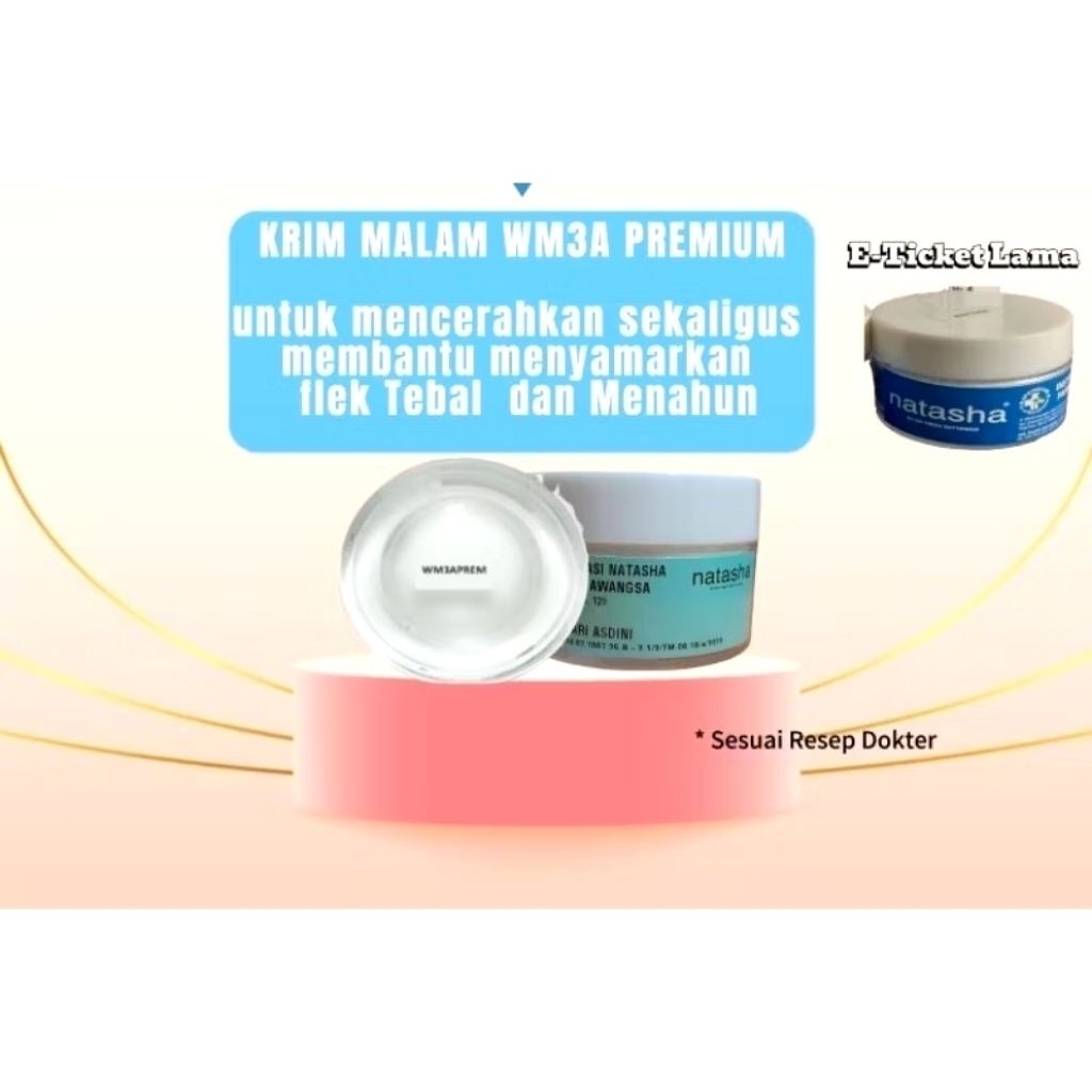 NATASHA WM3A PREMIUM EXTRA WHITENING NIGHT CREAM SERI PREMIUM/KRIM MALAM EXTRA MENCERAHKAN /MENYAMAR