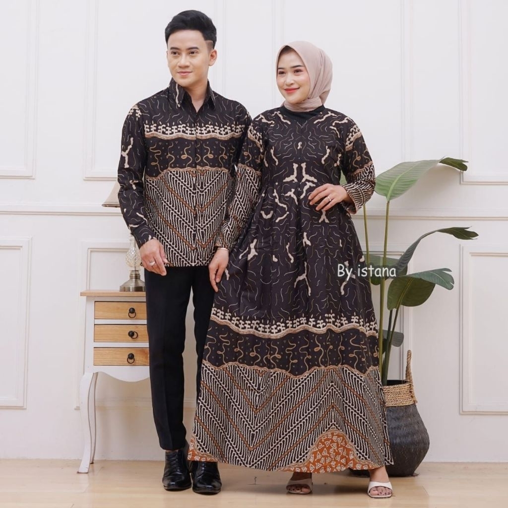 Baju Batik Coupel Pasangan Gamis Dan Kemeja Sarimbit Batik Keluarga