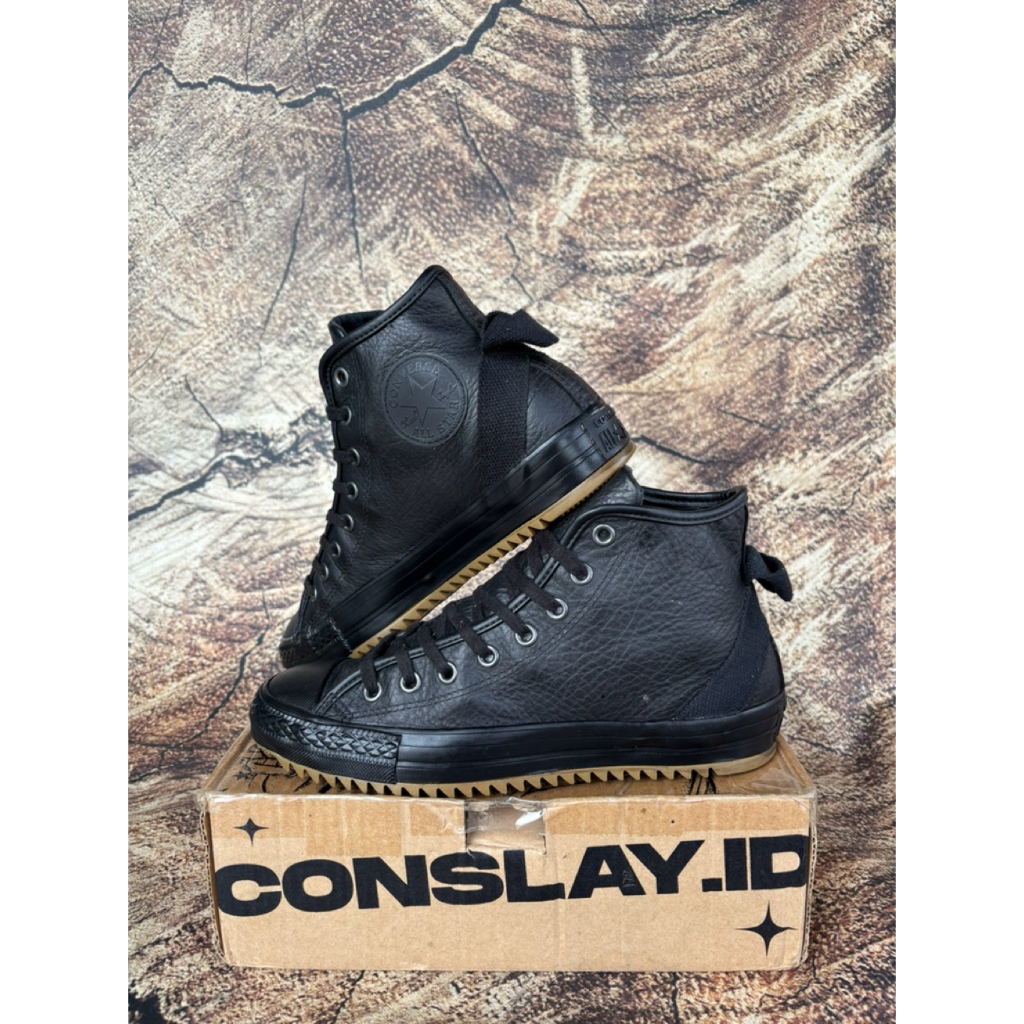 ( Size 41.5 Fit 42 ) Converse CT Hi Hiker Hollis Black Leather