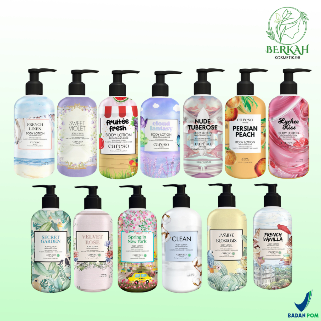CARESO BODY LOTION 300ML - HB - CREAM BADAN - PERAWATAN KULIT - VANILLA - ROSE - FRESH - WANGI