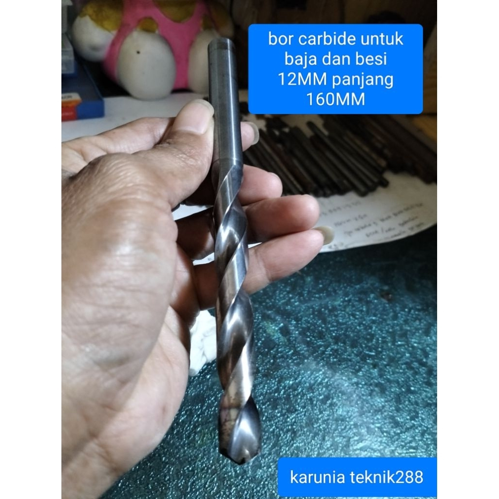 mata bor carbide untuk baja dan besi keras 12mm panjang 160mm