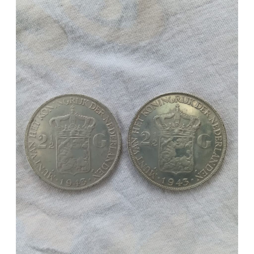 Koin Kuno Nederland Blanda Wilhelmina 2 1/2 Gulden