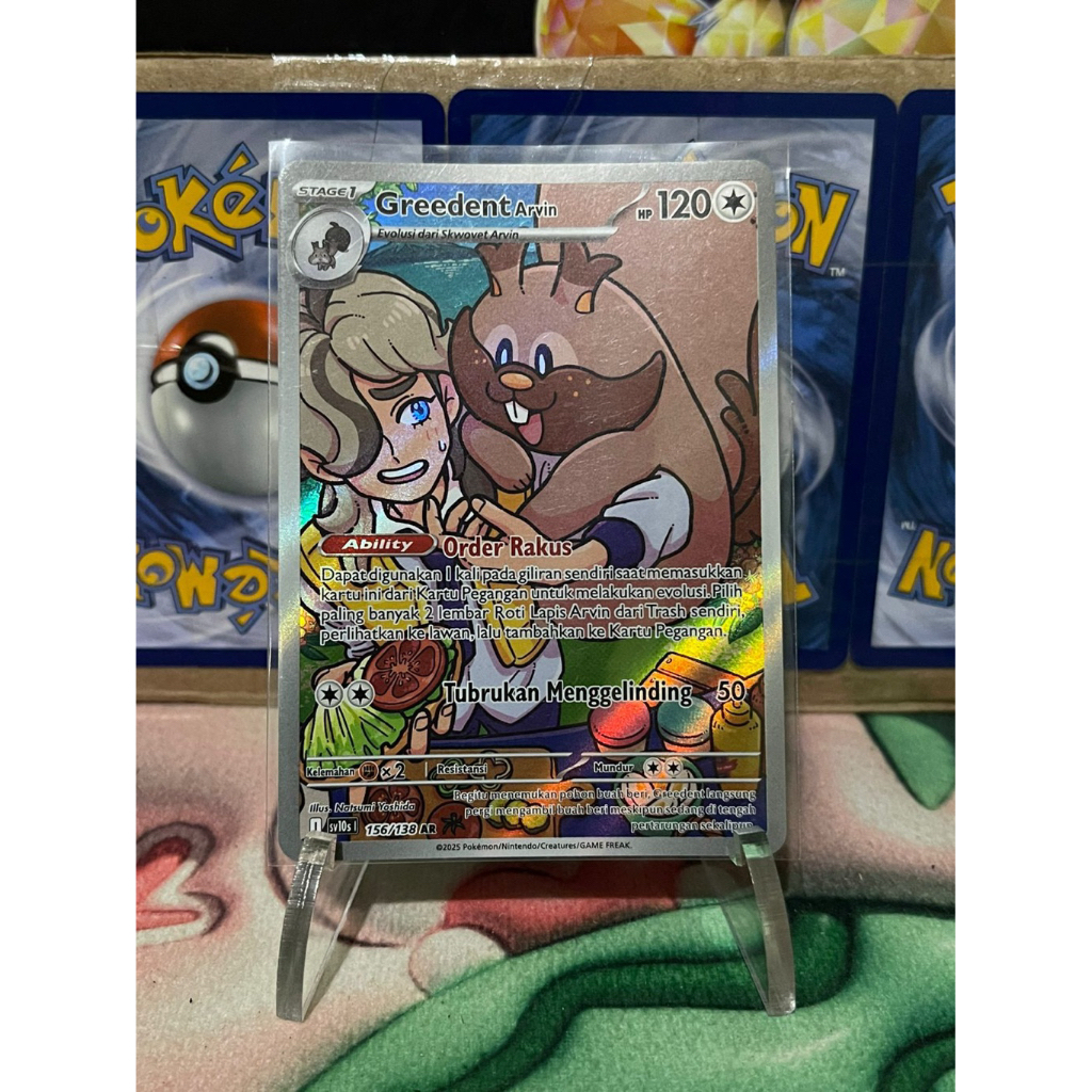 Greedent Arvin AR sv10s 156/138 Kartu Pokemon TCG Trading Card Game Indonesia Original