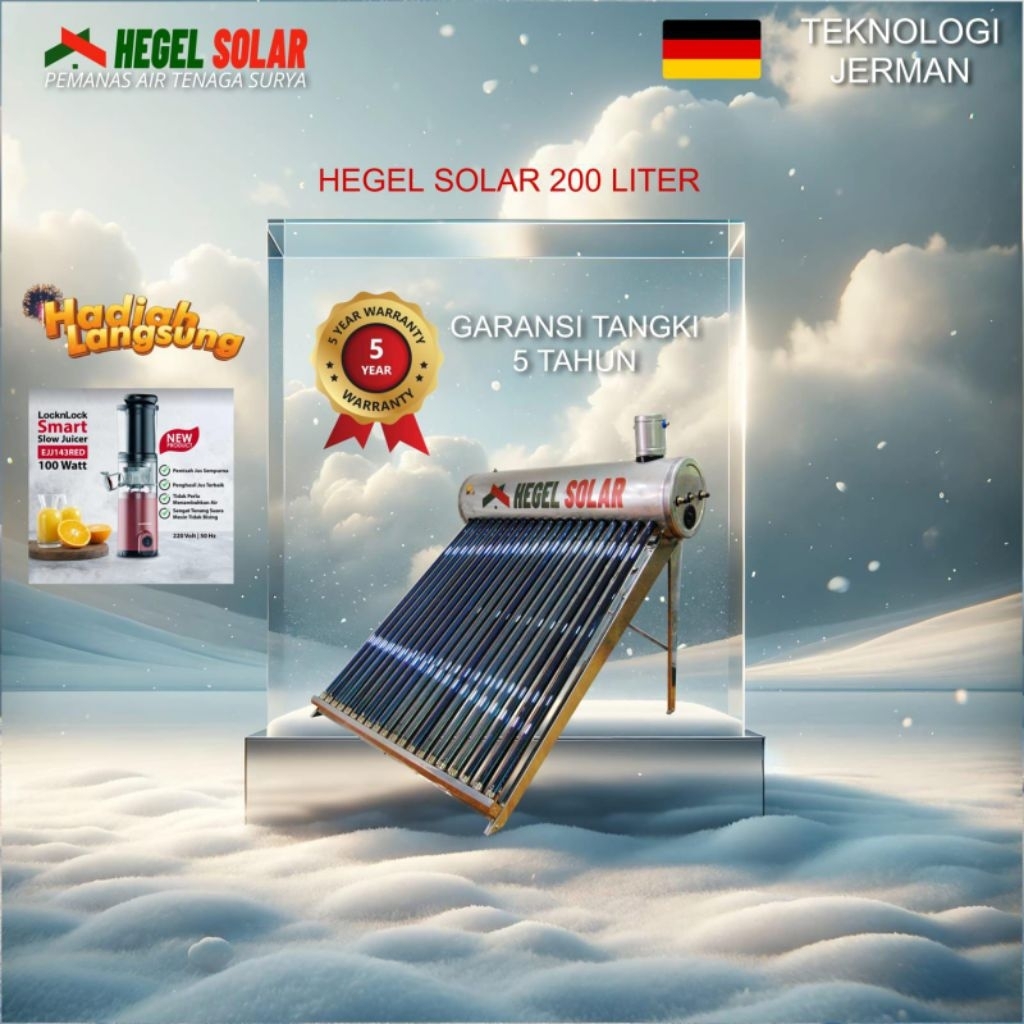 Water Heater Hegel Solar 200 Liter (Indirect System) Stainless Steel 304 - Pemanas Air - Water Heate
