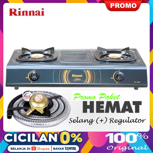 ompor Rinnai RI 522 C Kompor Ceflon 2 Tungku Kompor Teflon Rinnai Kompor Selang Regulator Rinai