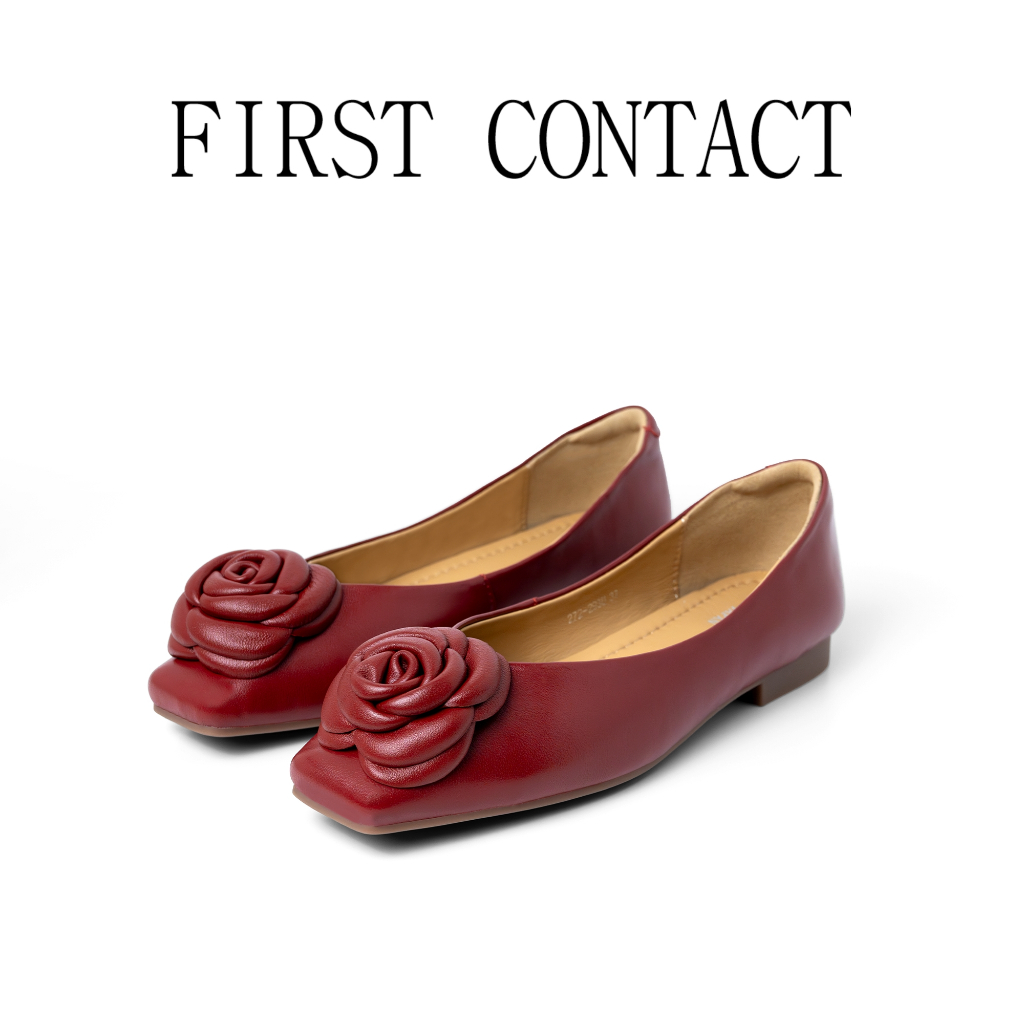 FIRST CONTACT Flat Shoes Wanita Vellora Merlot Rose Elegan Anti-Slip