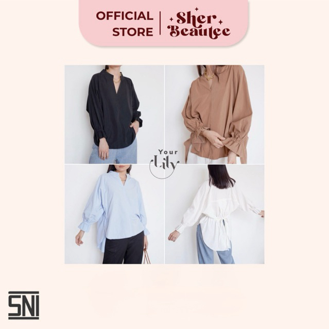 YOURLILY Alana Top V-Neck Shirt | Kemeja Wanita