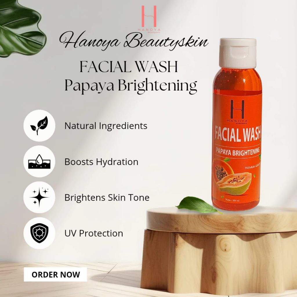 100ml sabun papaya cair hanoya facial wash papaya brightening original