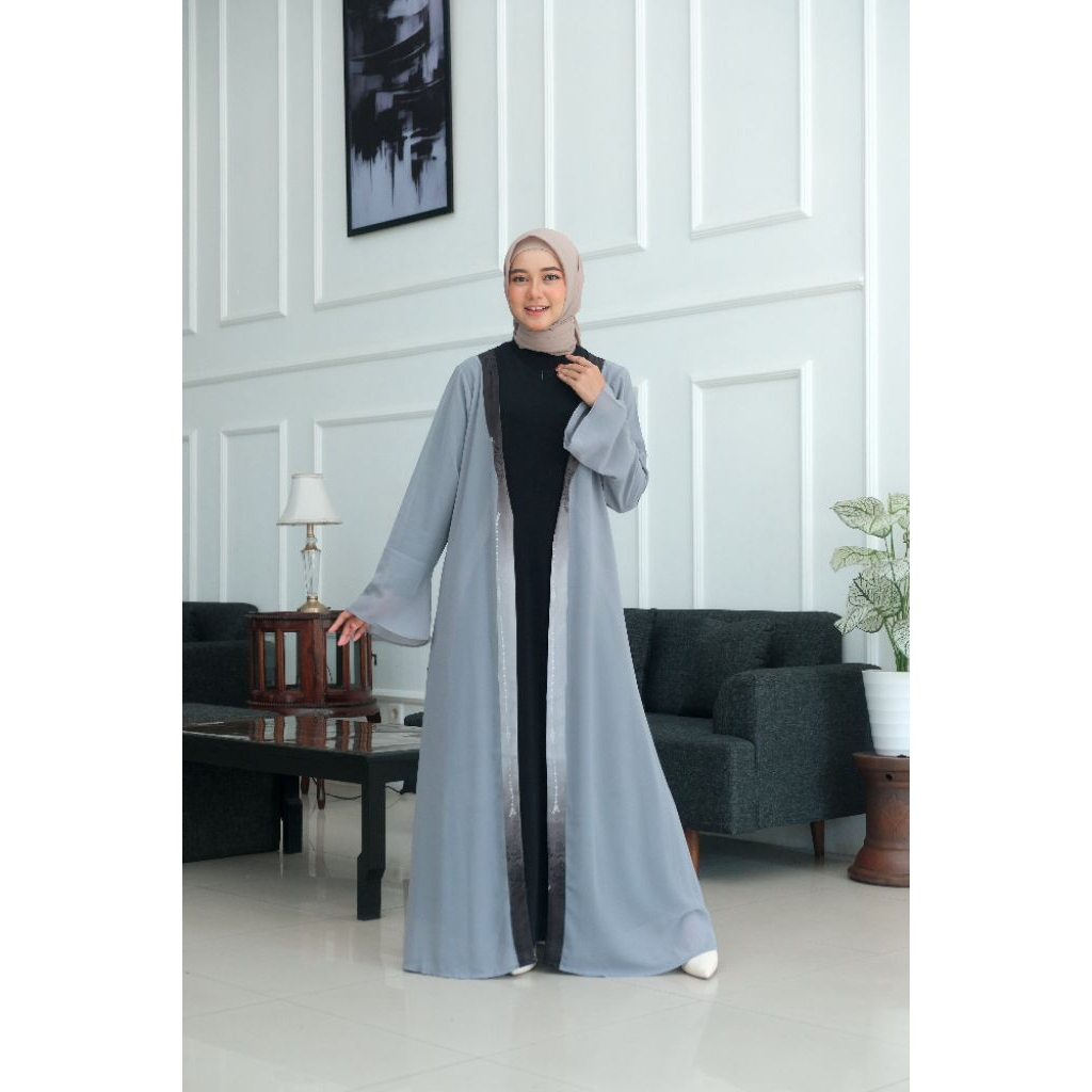 nona outer panjang/long dress polos/ outer kekinian