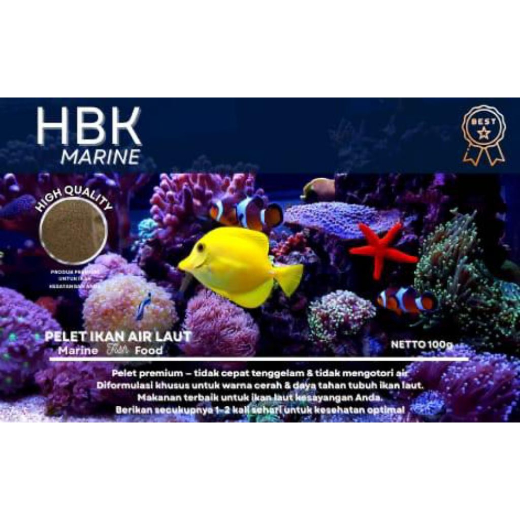 HBK Pelet Ikan Hias Air Laut Marine Fish Pakan Ikan Nemo 100 gr