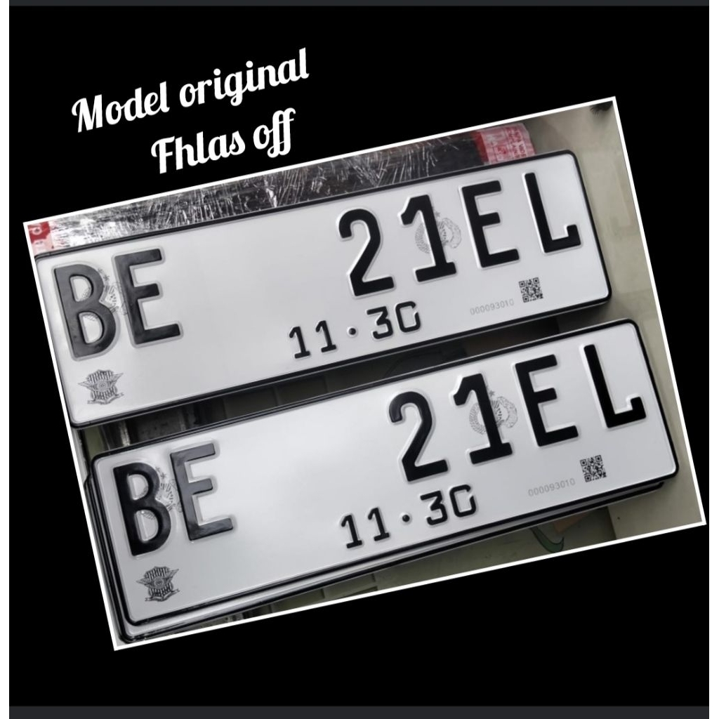 plat nomor mobil reflektif putih barcode
