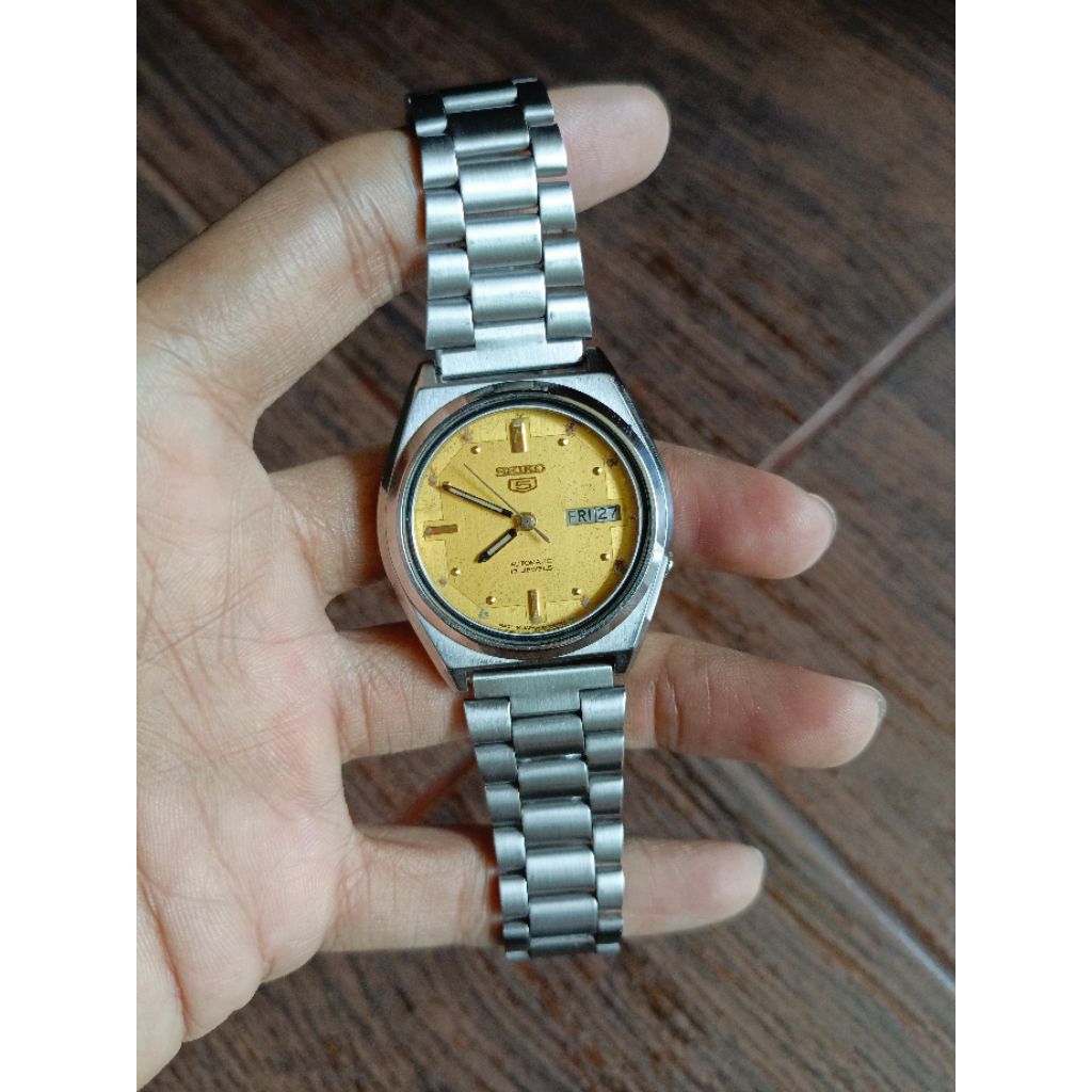 Jam Tangan Seiko 5 Vintage 7009 Gold Dial