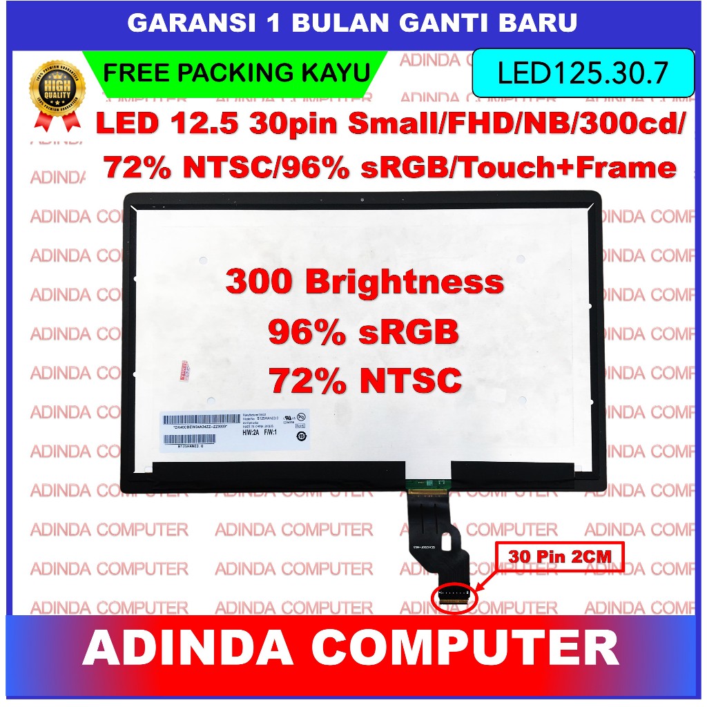 LCD LED ASUS UX390 UX390U UX390UA UX390UAK 12.5 Inch 30 Pin Full HD B125HAN03.0