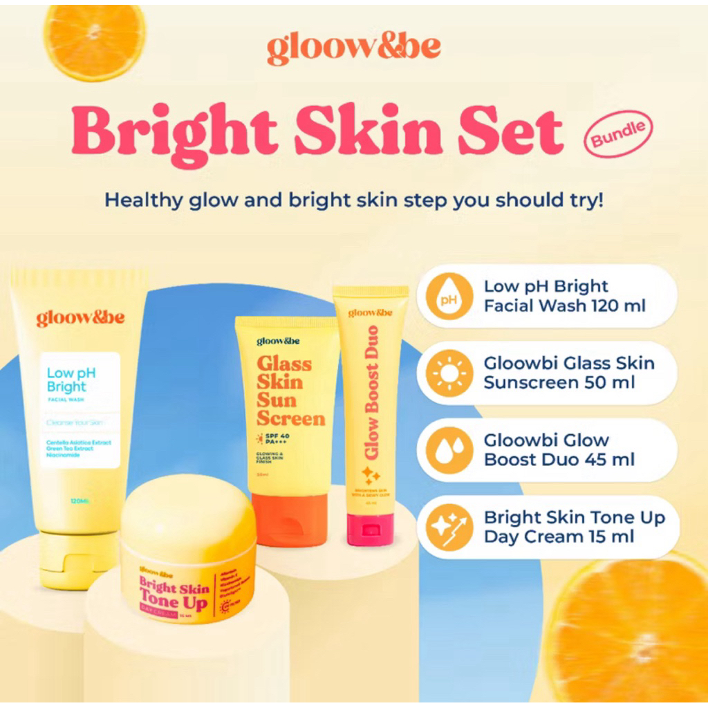 (ATIGA BEAUTY) GLOW&BE Brightening Skin Set (Low pH Bright Facial Wash + Glass Skin Sunscreen + Brig