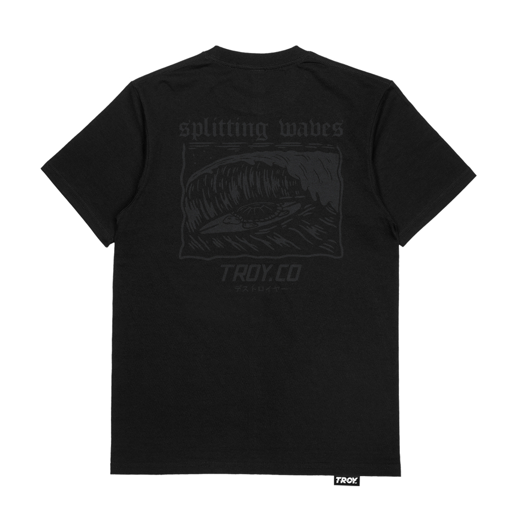 Troy Company Tshirt Black Splitting Wave - Kaos Hitam Lengan Pendek MTD 3558