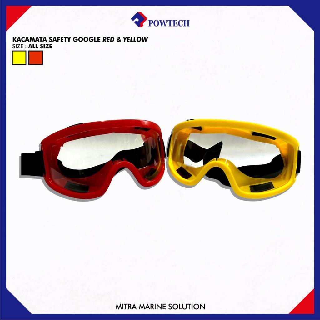 Kacamata Safety Googles Anti Kabut Merah Kuning Lentur - Merah