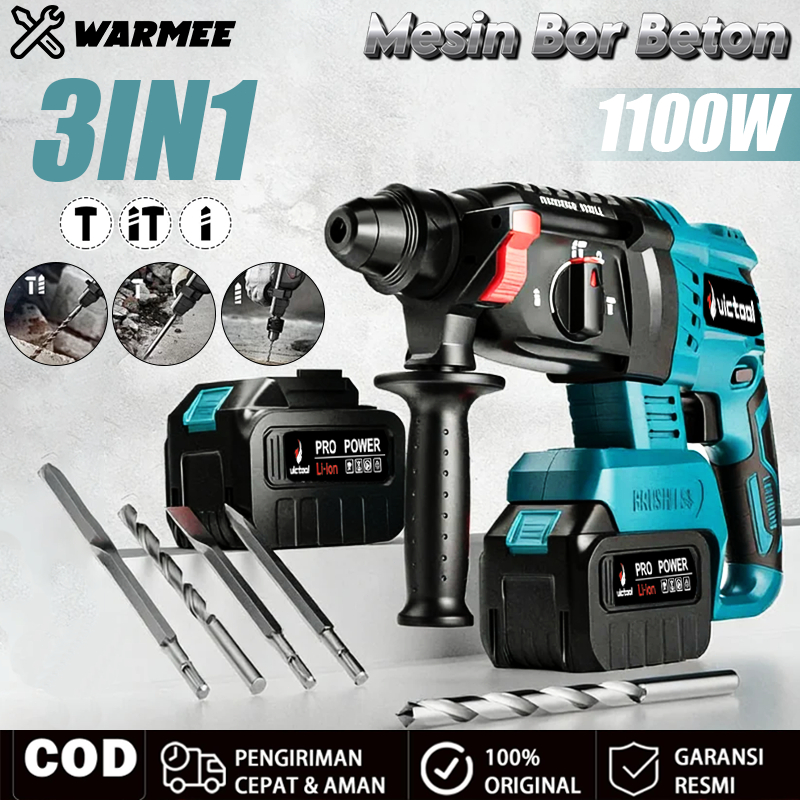 WARMEE Mesin Bor Beton Listrik Electric 3IN1 Listrik Bor Beton 3 Fungsi Original Bor Hammer Drill