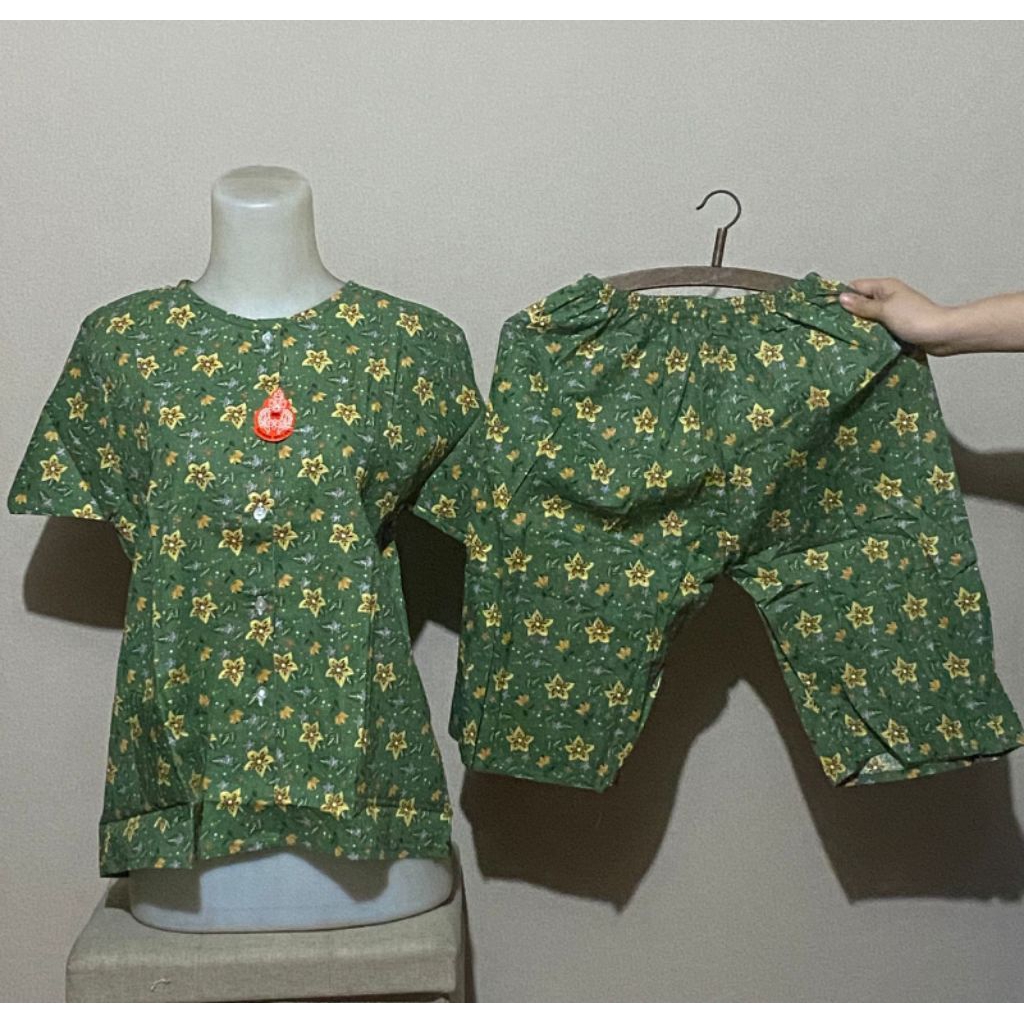 Stelan katun batik cpdk damar wulan / baju tidur katun adem kekinian