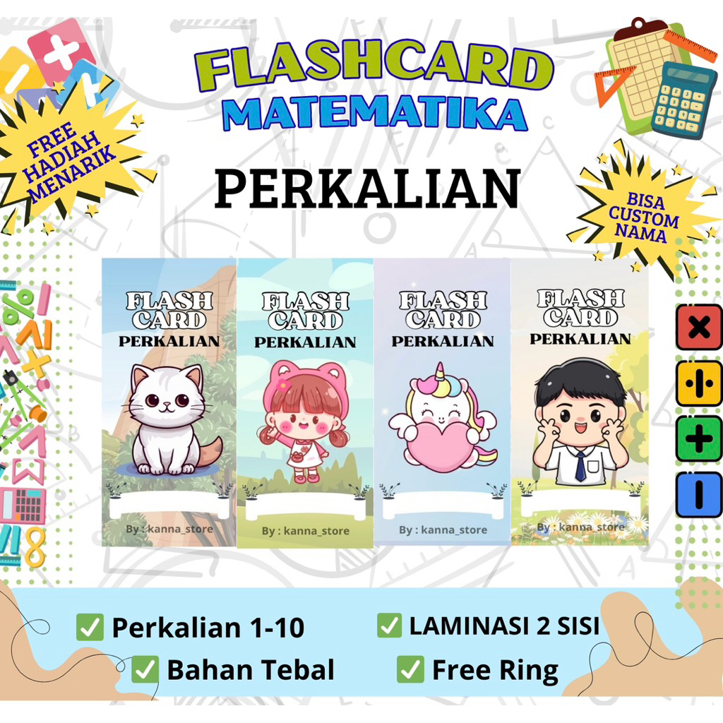 [TERMURAH] FLASHCARD PERKALIAN- FLASHCARD MATEMATIKA - FLASHCARD EDUKASI ANAK - FLASHCARD MURAH - FL