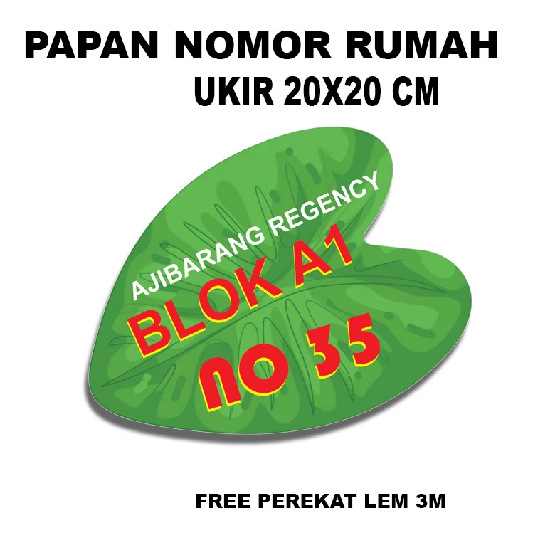 Plat nomor rumah ukir motive daun unik