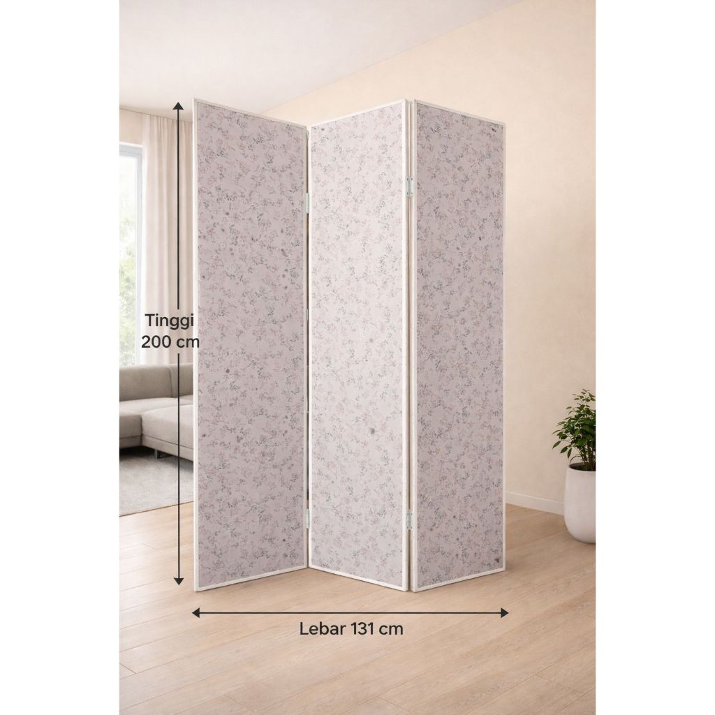 Pembatas Ruangan Anti Rayap | Penyekat Ruangan Modern Minimalis | Motif Bunga Ukuran 131x200