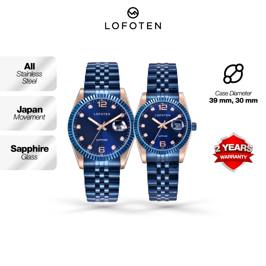LOFOTEN Jam Tangan Couple Analog F-8105L & F-8105M Stainless Steel