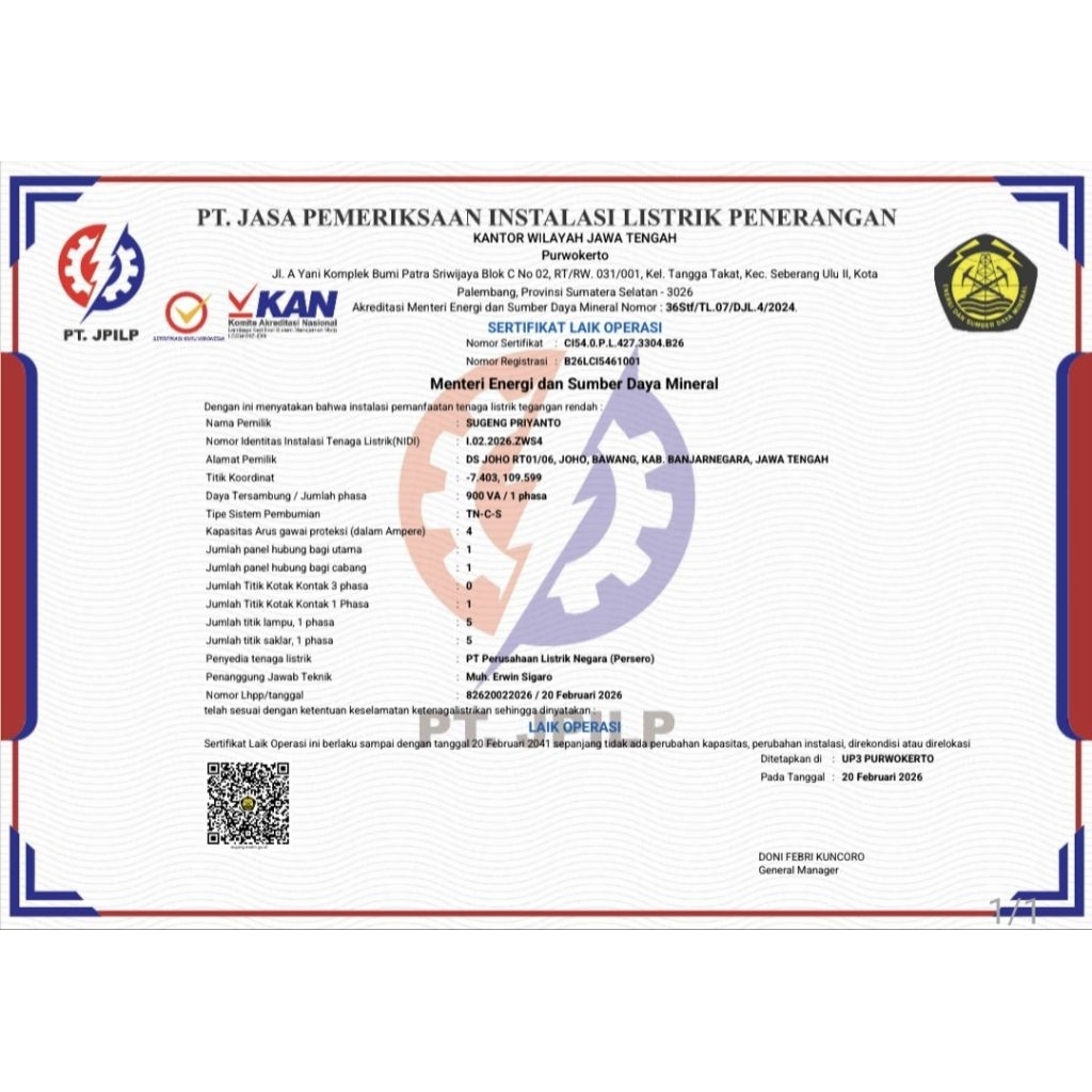 SLO NIDI PLN DAYA 900 VA