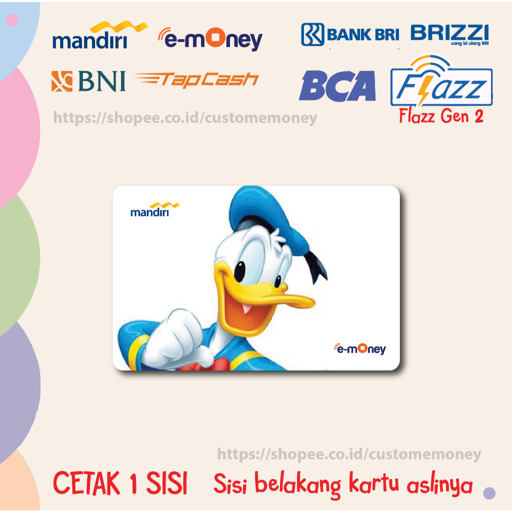 KARTU EMONEY ANIME DONAL BEBEK DONALD DUCK FACE CUTE EMONEY MANDIRI FLAZZ GEN 2 TAPCASH BRIZZI 1SISI