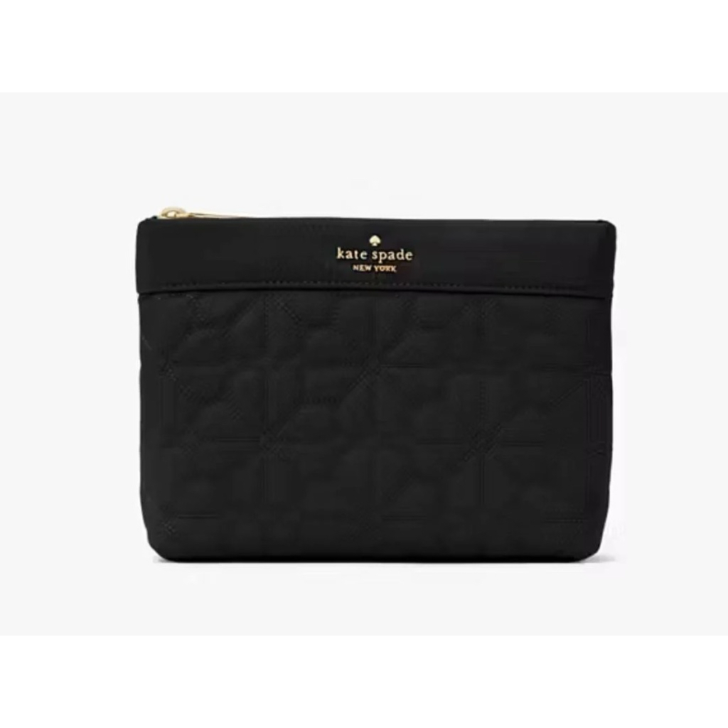 Tempat Kosmetik Kate Spade Spade Flower Quilted Cosmetic Pouch Black AUTHENTIC