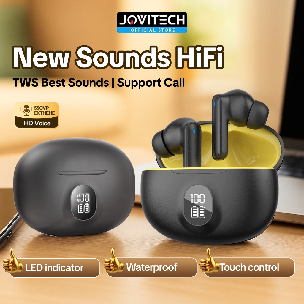Jovitech TWS  Wireless Earphone  Earbuds In Ear Headset  Bluetooth 5.3 Dengan HIFI Stereo 9D With 30