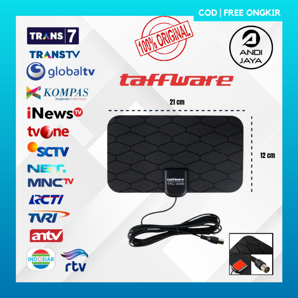 Antena TV Digital DVB-T2 Indoor Smart TV LED Tabung Original Taffware Antenna Televisi Set Top Box