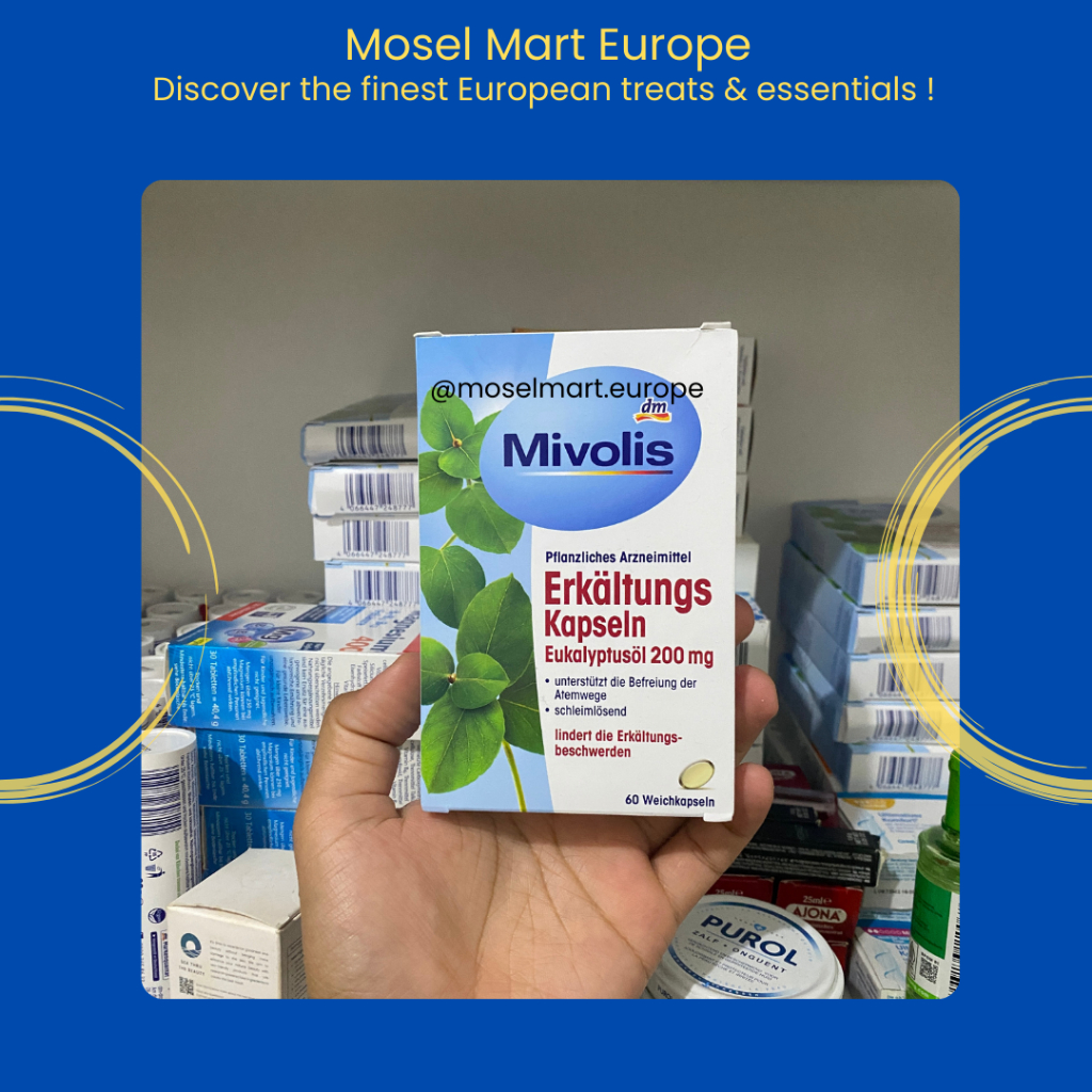 Mivolis Cold Capsule Eucalyptus 200 mg - Kapsul Dingin Minyak Kayu Putih isi 60 - Impor Jerman