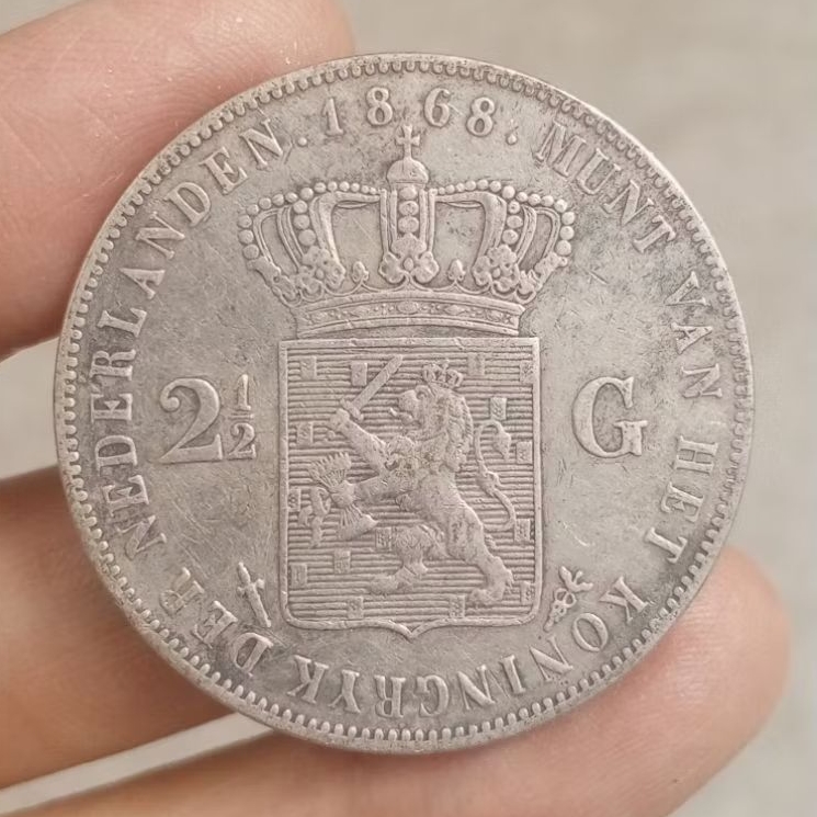koin perak 2,5 Gulden Willem 3 thn 1868