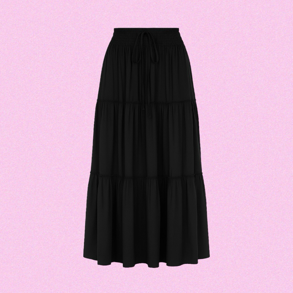 Black Tiered Maxi Skirt