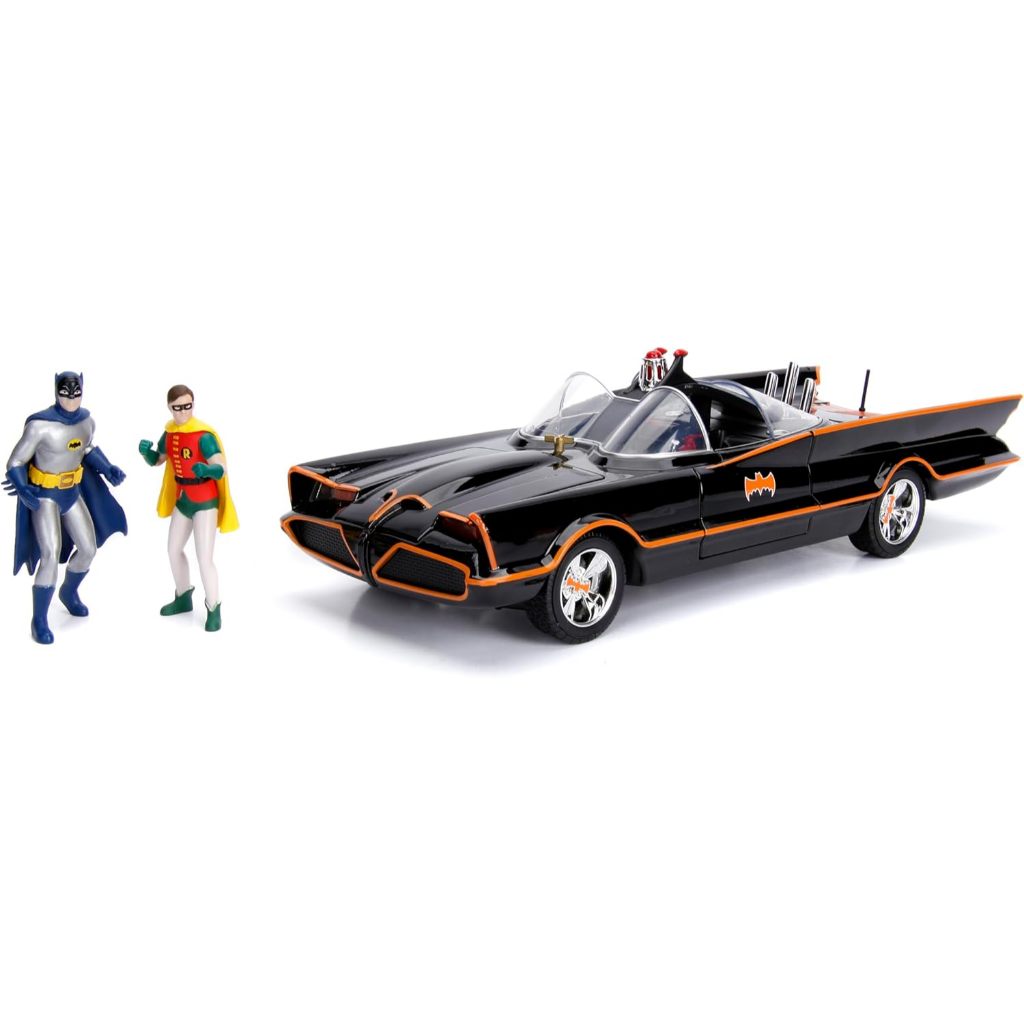 Jada DC Comics 1:18 1966 Classic TV Series Batmobile Light-Up Die-cast Car with 3" Batman and Robin 