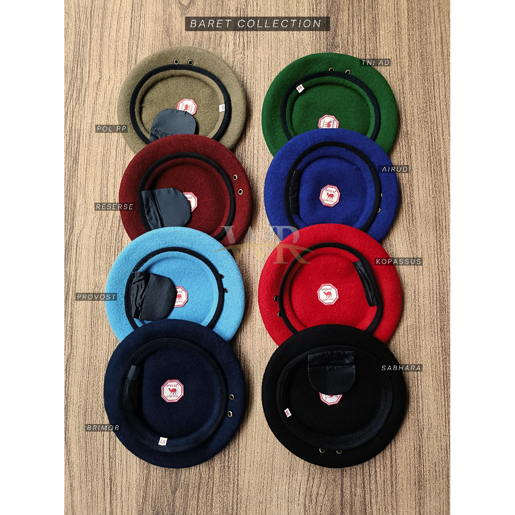 Baret Camel Brimob Sabhara Provos / Baret Biru Korps Brimob / Korps Sabhara / Provos Polri Merk Came