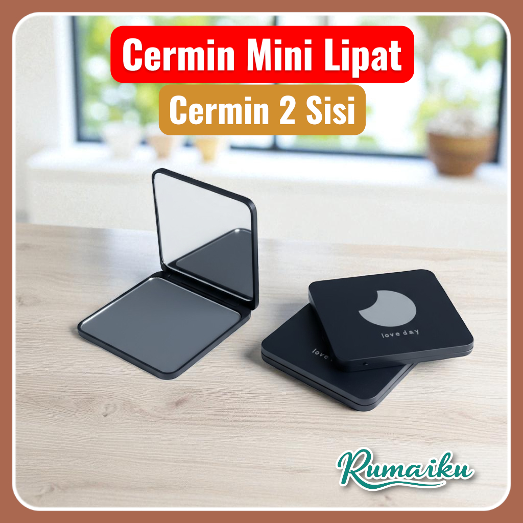 Kaca Lipat 2 Sisi Cermin Make Up Kecil / Cermin Rias Mini Kotak Aesthetic / Kaca Lipat 2 Sisi Desain