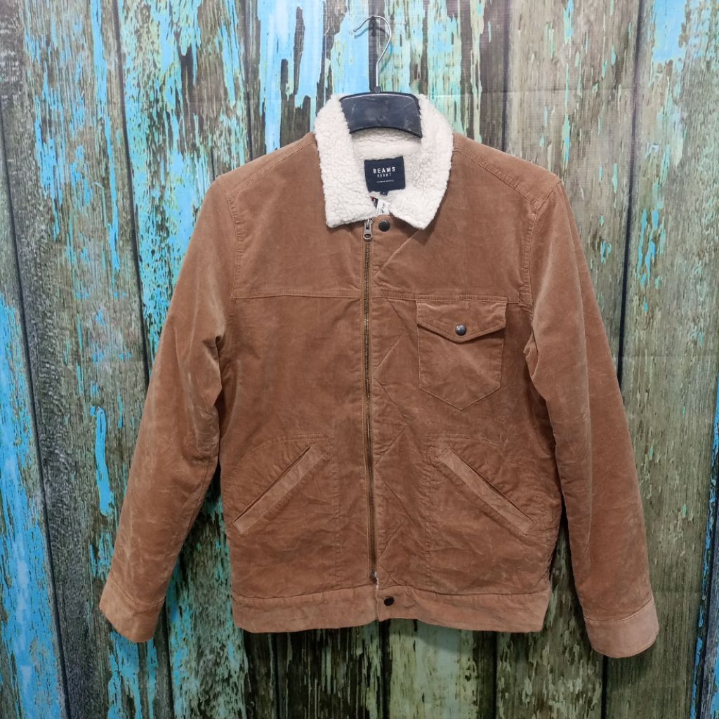 Jacket Corduroy BEAMS HEART Sherpa bagus size L ( P  69cm x L 55cm)