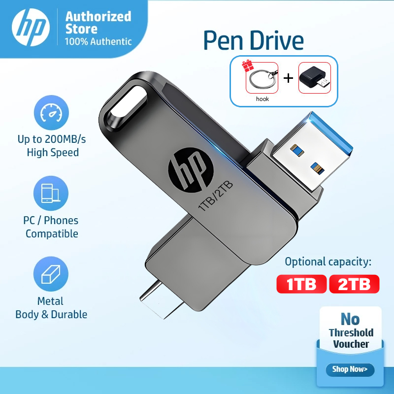 HP 1TB 2TB Flash Drive for Android HP OTG Flashdisk High Speed USB 3.0 Flash Drive Flash Disk[Free m