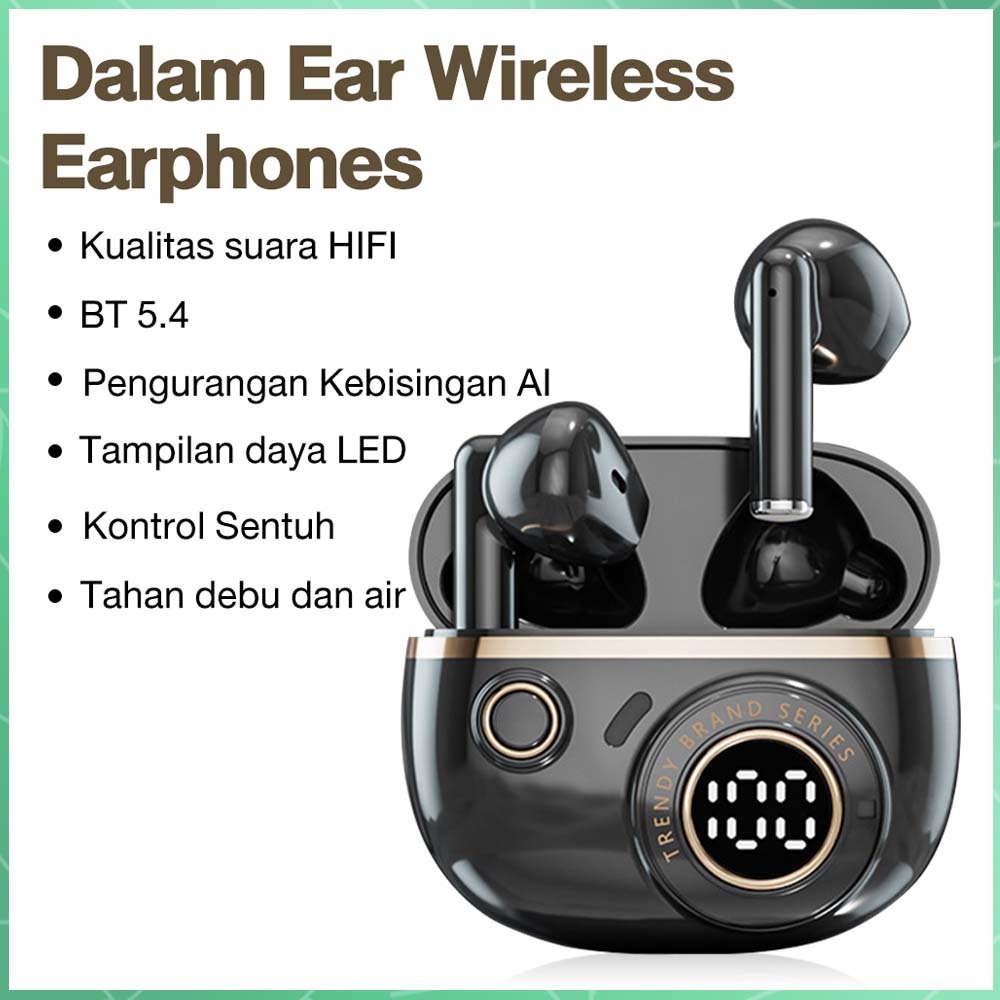 Headset Bluetooth 5.4 Nirkabel Asli Baru Headset Olahraga Peredam Bising Pembatalan Kebisingan Kuali