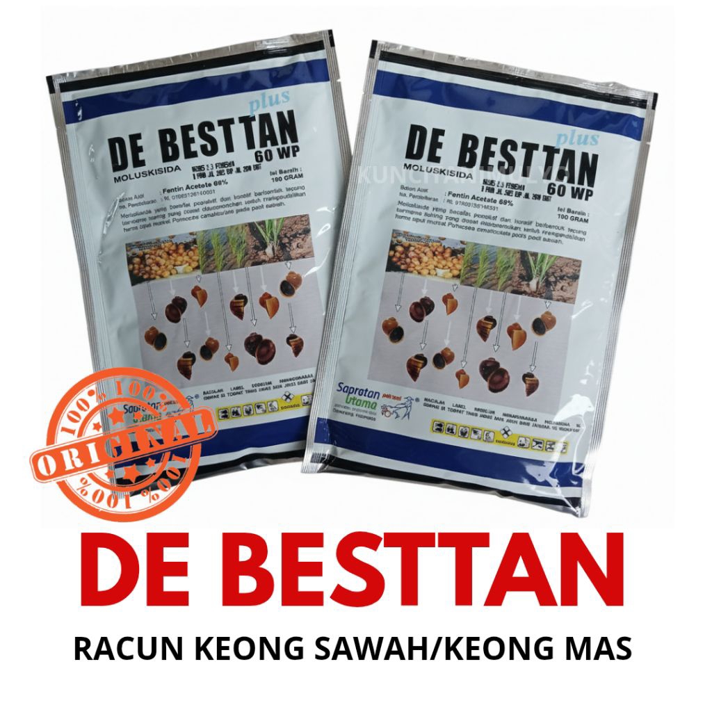 Racun Keong Sawah De Besttan plus 60 WP Racun Semua Jenis  Hama Keong Sawah (100 gram)