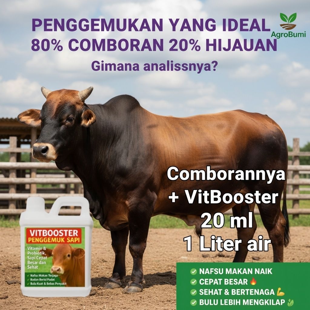 Vitamin Sapi Cepat Gemuk 1 Liter– Suplemen Herbal Penggemuk Sapi Besar Sehat Alami