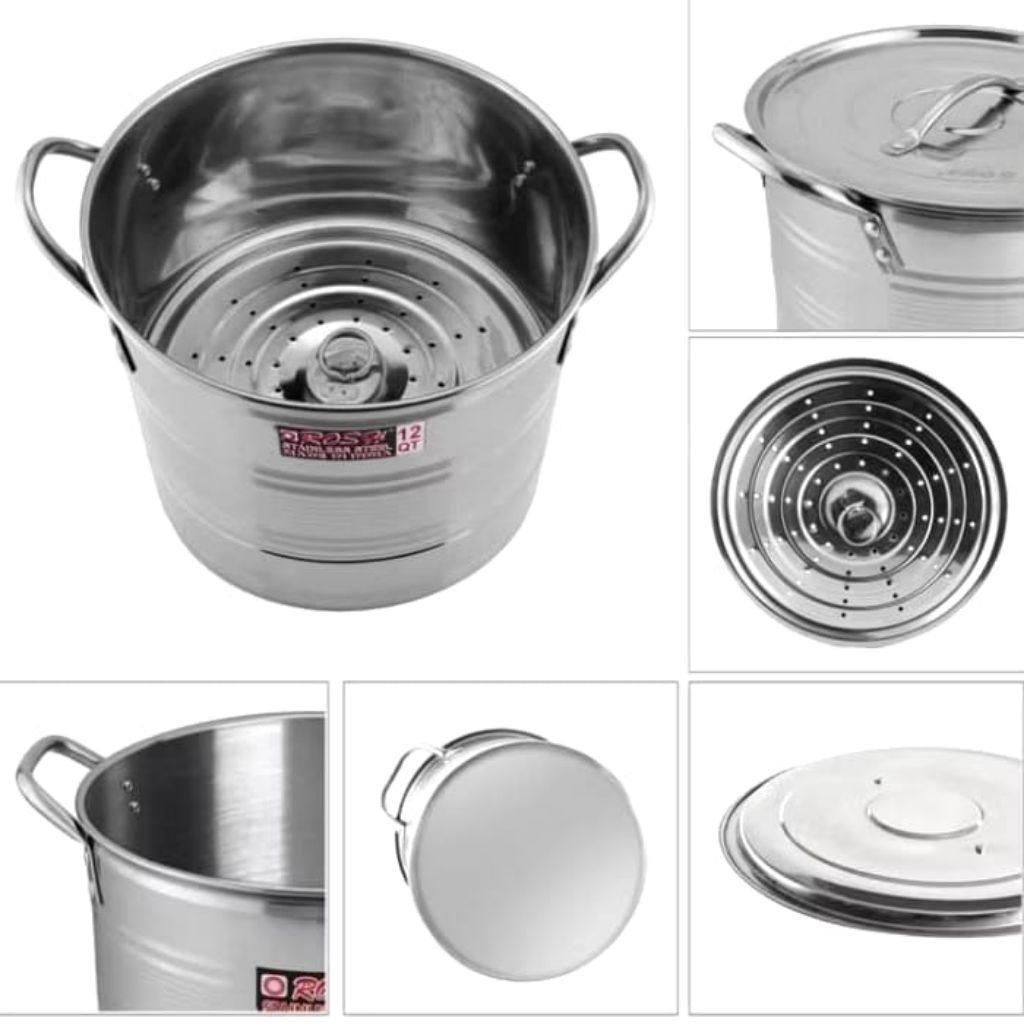 Dandang Stainless Stell 10 Liter | Dandang 25,5Cm Sus 304 | Streamer 16Qt