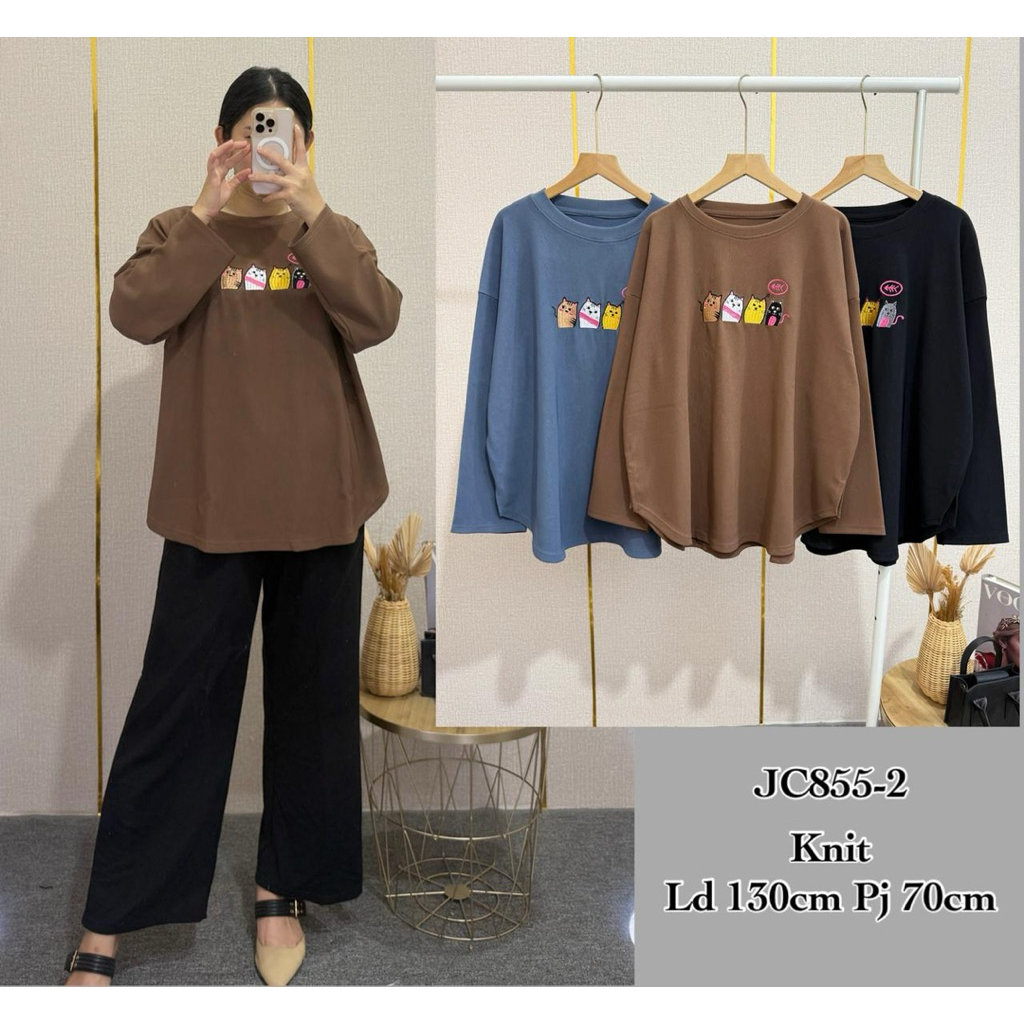 Kaos atasan wanita oversize jumbo ld130 || Atasan motif knit wanita