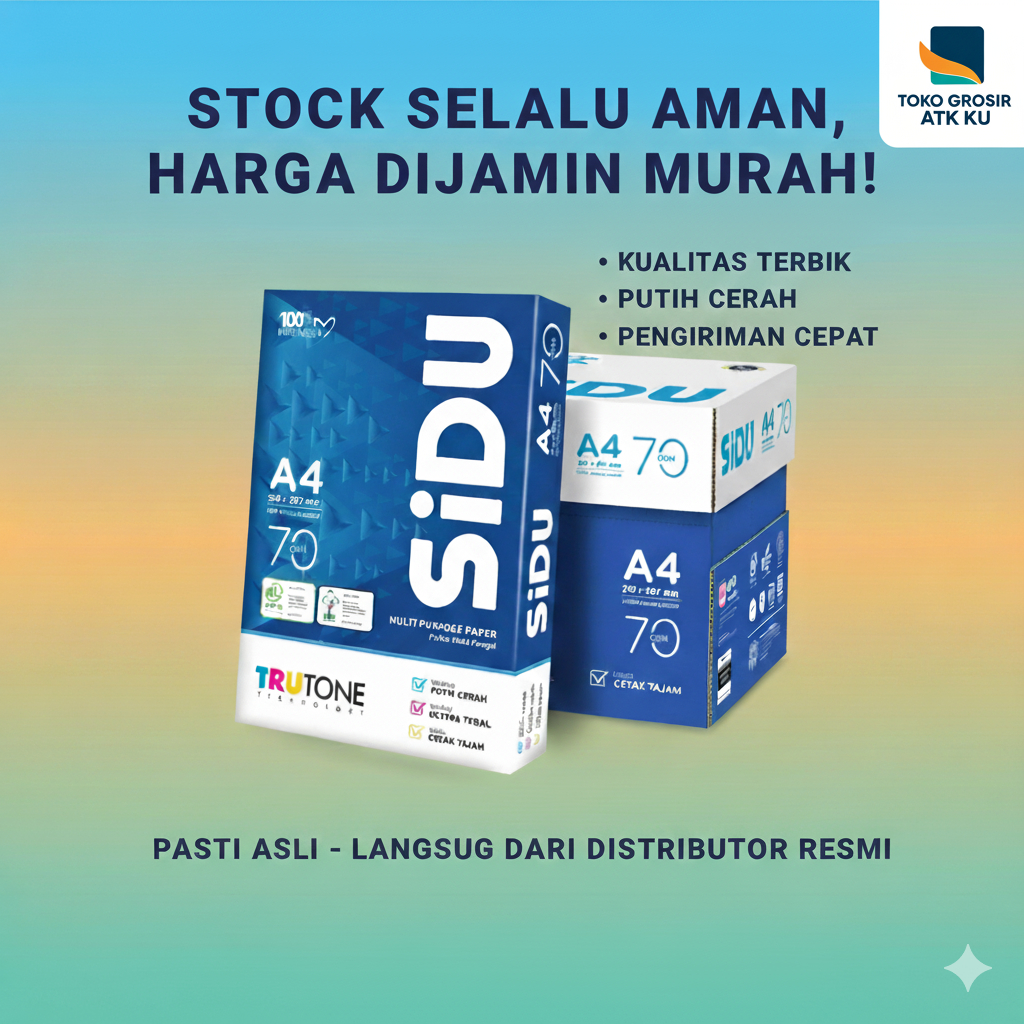 HVS SIDU Kertas A4 F4 B5 60 gram 70 gram Print Foto Copy 60gr 70gr 80gr 70gsm 80gsm 1rim WARNA