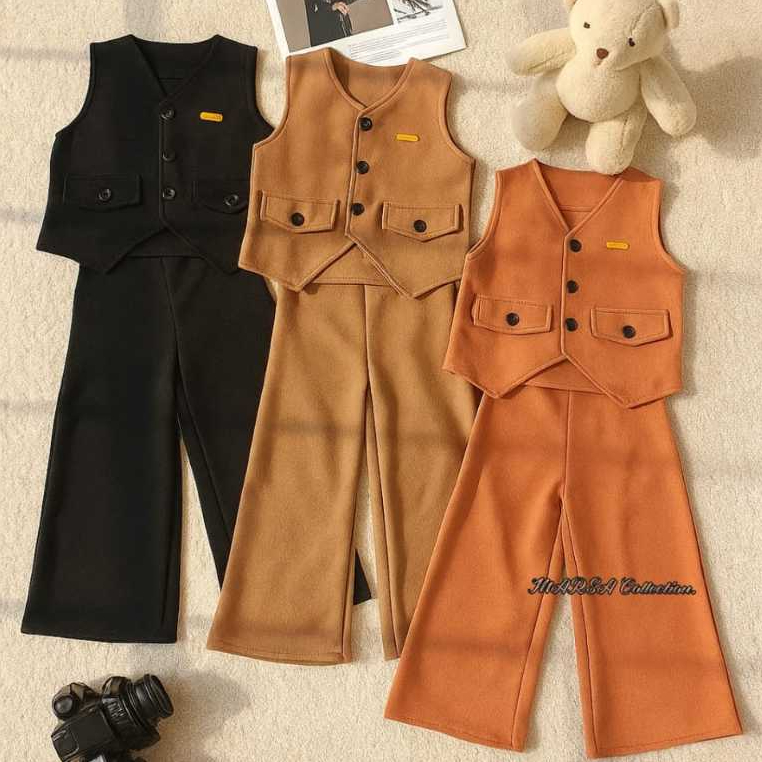 Setelan Rompi Anak Perempuan Korean Style Baju Dan Celana Anak Perempuan Usia 1-11 Tahun